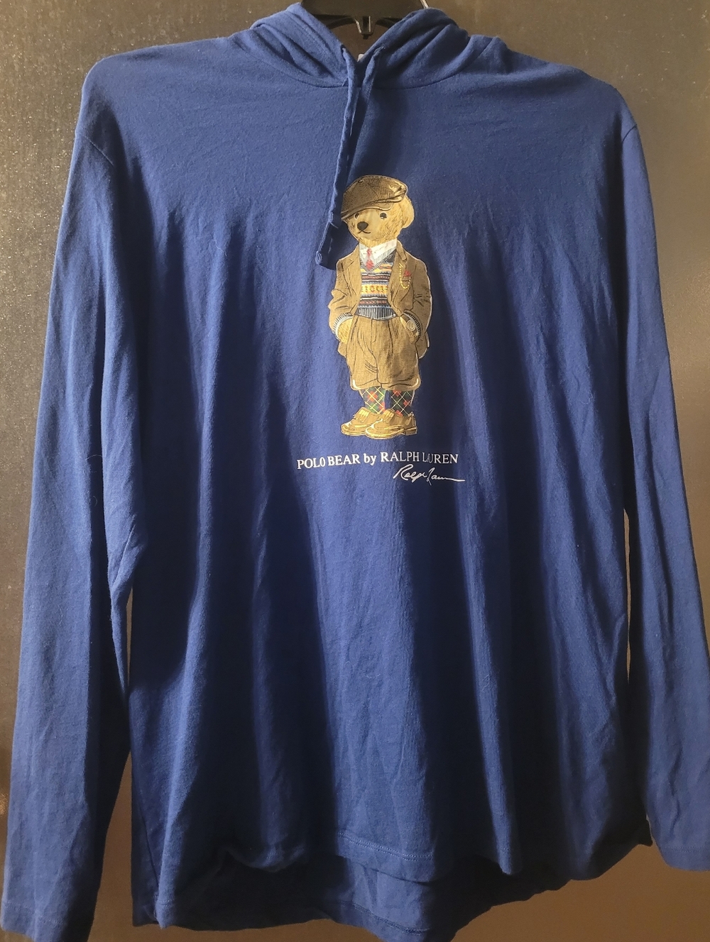Ralph Lauren Blue Polo Bear Hooded Long Sleeve Shirt